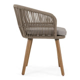 Cascais Outdoor Light Grey Fabric + Eucalyptus Dining Chair (Set of 2)