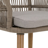 Cascais Outdoor Grey + Faux Travertine + Eucalyptus Dining Table Set