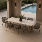 Cascais Outdoor Light Grey Fabric + Eucalyptus Dining Chair (Set of 2)