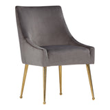 Castana Modern Grey Velvet & Gold Dining Chair (Set of 2)