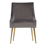 Castana Modern Grey Velvet & Gold Dining Chair (Set of 2)