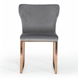 Chadwick Modern Grey Velvet & Rosegold Dining Chair