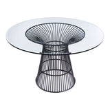 Chandler Modern Round Glass & Black Stainless Steel Dining Table