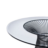 Chandler Modern Round Glass & Black Stainless Steel Dining Table