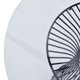Chandler Modern Round Glass & Black Stainless Steel Dining Table