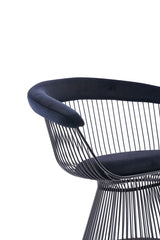Chandler Modern Black Velvet & Black Stainless Steel Dining Chair