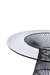 Chandler Modern Round Glass & Black Stainless Steel Dining Table