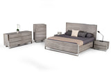 Charlene Modern Grey Elm & Stainless Steel Bed