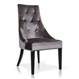Charlotte Grey Velour Dining Chair (Set of 2)