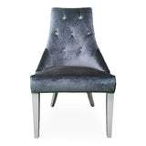 Charlotte Grey Velour & White High Gloss Dining Chair (Set of 2)