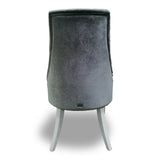 Charlotte Grey Velour & White High Gloss Dining Chair (Set of 2)