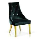 Charlotte Black Velour With Gold Legs Dining Chair