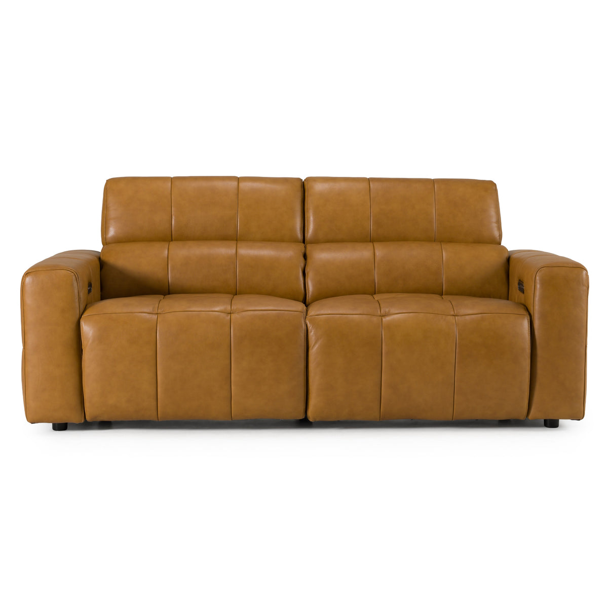 Chevak Modern Brown Leather Sofa with 2 Recliners