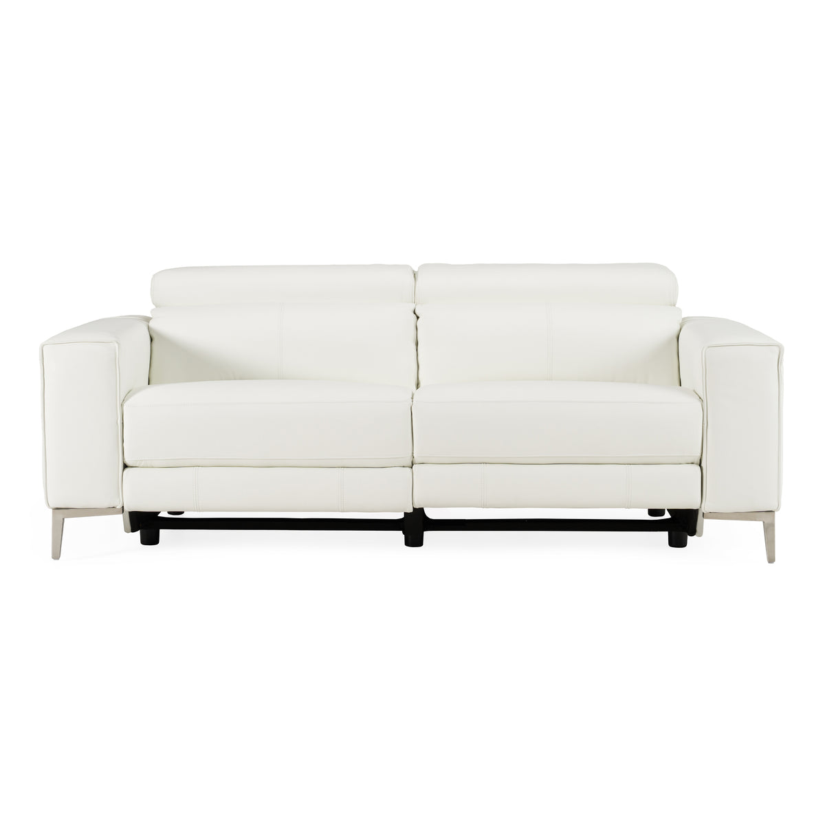 Chignik Modern White Leather Sofa with 2 Recliners