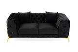 Clarice Transitional Black Velvet Loveseat