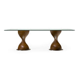 Cleveland Contemporary Glass and Walnut Dining Table