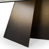 Clifford Contemporary White Ceramic + Brushed Bronze Dining Table