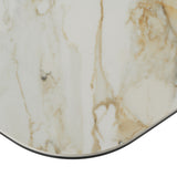 Clifford Contemporary White Ceramic + Brushed Bronze Dining Table