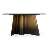 Clifford Contemporary White Ceramic + Brushed Bronze Console Table