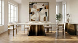 Clifford Contemporary White Ceramic + Brushed Bronze Dining Table