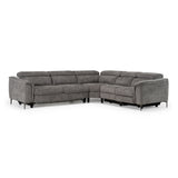 Coffman Modern Grey Fabric Sectional Sofa with Sofa Bed + Recliner