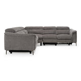 Coffman Modern Grey Fabric Sectional Sofa with Sofa Bed + Recliner