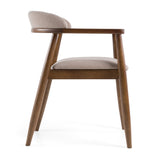 Cohen Mid-Century Modern Tan Fabric + Walnut Dining Chair