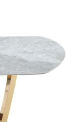 Colton Modern Gray Microlite & Gold Dining Table