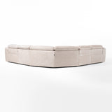 Conrad Modern Beige Fabric Sectional Sofa With 3 Recliners