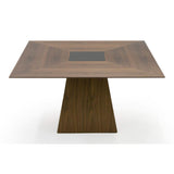 Cora- Modern Walnut and Black Tempered Glass Dining Table