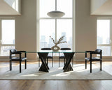 Corbin Mid-Century Black Ash & Glass Dining Table