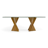 Corbin Mid-Century Walnut and Glass Dining Table