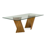 Corbin Mid-Century Walnut and Glass Dining Table