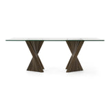 Corbin Mid-Century Grey Ash & Glass Dining Table