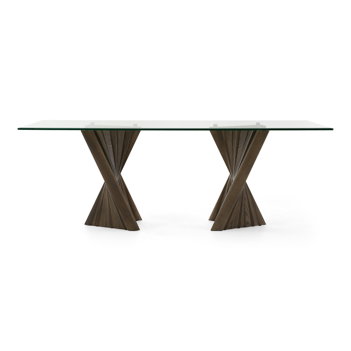 Corbin Mid-Century Grey Ash & Glass Dining Table