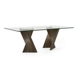 Corbin Mid-Century Grey Ash & Glass Dining Table