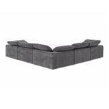 Corinth Modern Dark Grey Fabric Sectional Sofa with 3 Power Recliners