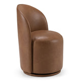 Correa Modern Brown Vegan Leather Swivel Dining Chair