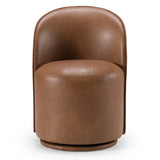Correa Modern Brown Vegan Leather Swivel Dining Chair