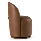 Correa Modern Brown Vegan Leather Swivel Dining Chair