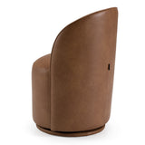Correa Modern Brown Vegan Leather Swivel Dining Chair