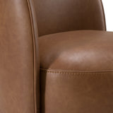 Correa Modern Brown Vegan Leather Swivel Dining Chair