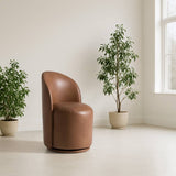 Correa Modern Brown Vegan Leather Swivel Dining Chair