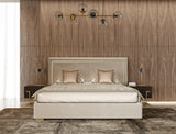 Corrico Off White Velvet Modern Bed