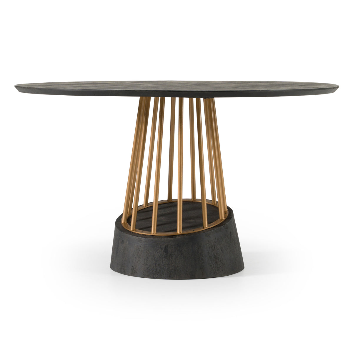 Cotopaxi Modern Charcoal + Brass Round Dining Table