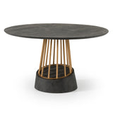 Cotopaxi Modern Charcoal + Brass Round Dining Table