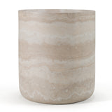 Cozad Modern Faux Travertine Round End Table
