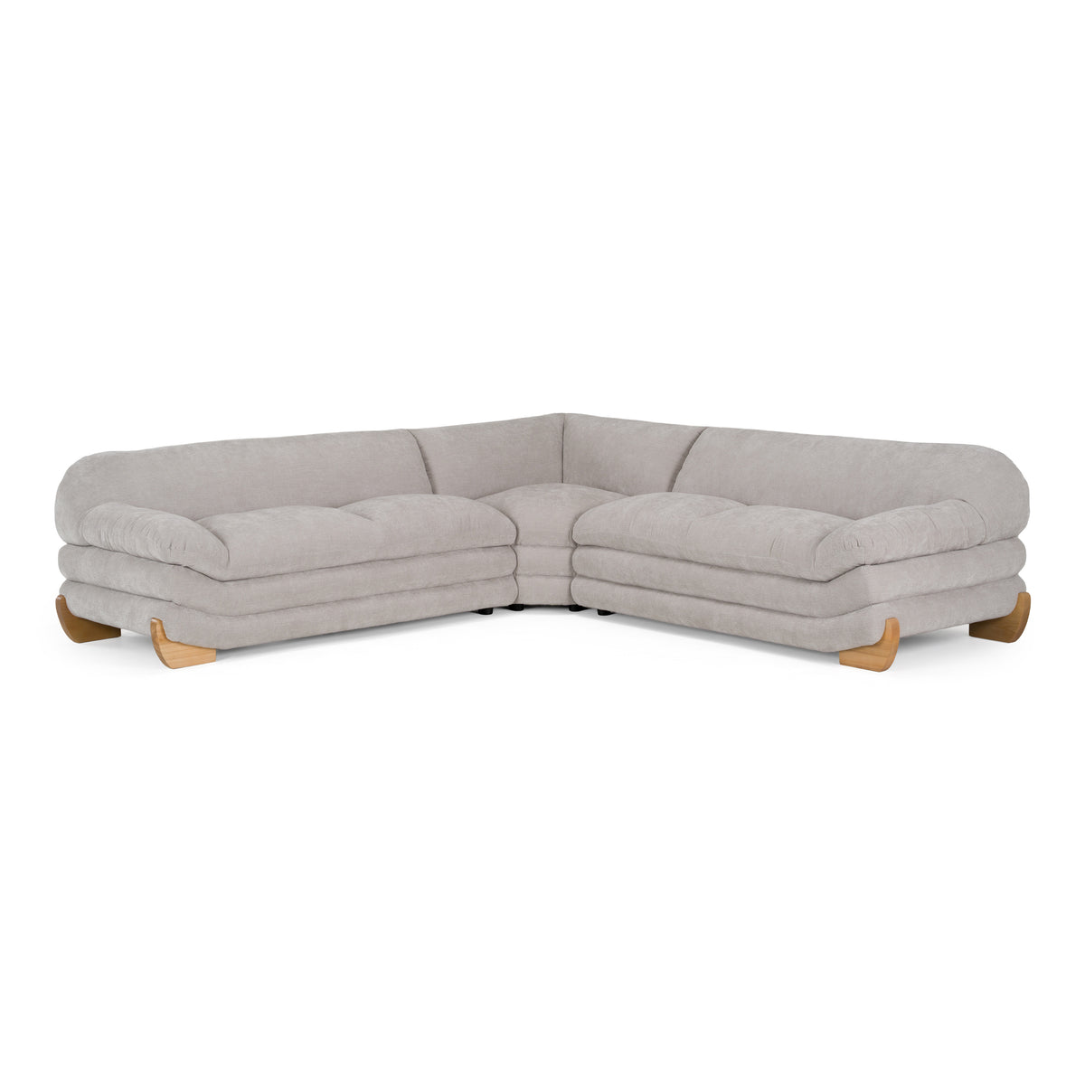 Crockett Modern Light Grey Fabric Sectional Sofa