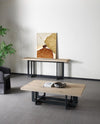 K8963 Natural Oak + Black Metal Console Table