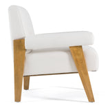 Cynthia Modern White Fabric + Wood Accent Chair